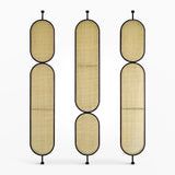 three different sizes of wooden poles on white background