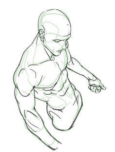 a drawing of a man running with one arm extended and the other hand on his hip