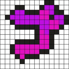 a cross stitch pattern with pink and black squares in the shape of a dog's head