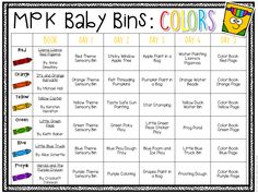 a baby's color chart with crayons on it and the words mrk baby