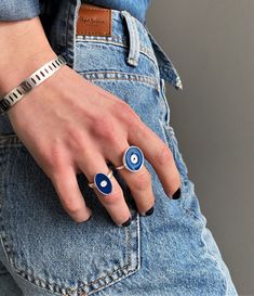 Dark blue oval evil eye ring, stacking evil eye open ring, adjustable daily wear eye ring, geometric protection eye ring, girlfriends gift Welcome to my shop! PLEASE KINDLY NOTE: THE LISTING IS FOR THE ONE RING! A very unique geometric evil eye ring that will rock your outfit! It is mde of organic brass (eco) metal that has been immersed two times into silver so it contains sterling silver! It is subjected to an anti-allergic process (nickel and lead-free). The color of the ring is silver, any o Blue Oval Enamel Ring As Gift, Blue Oval Enamel Ring For Gift, Trendy Handmade Blue Ring, Trendy Handmade Blue Rings, Blue Evil Eye Round Ring, Minimalist Oval Blue Ring, Blue Open Ring, Blue Evil Eye Ring, Protection Eye