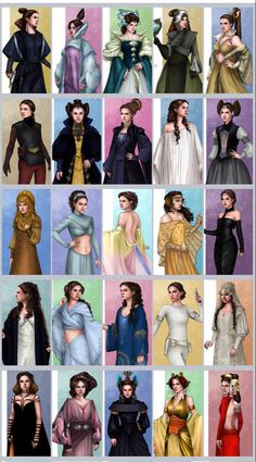 many different types of women in dresses