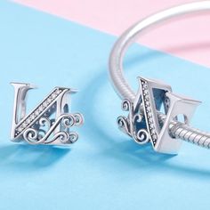 Letter N Initial Alphabet Charm Sterling Silver | Loulu Charms Elegant Silver Charms With Initials, Elegant Sterling Silver Initials Charms, Silver Letter Beads Charms For Gifts, Silver Jews, N Initial, N Letter, Alphabet Charm, Fancy Letters, Letter Charm