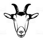 the head of an antelope is drawn in black and white