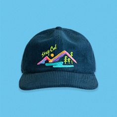 As child of the early 90s, I felt like it was high time I came up with a design that felt 90s, on an equally retro hat. Embroidered directly onto a super soft corduroy hat, that's sure to become your new favorite. As always, designed, digitized, and embroidered by me in my studio in Oregon! Each hat is made to order and made with the highest quality thread. If you're looking for a product made by the person who designed it, you've come to the right place! Please note: these hats are somewhere in Trendy Curved Bill Hat Cheap, Retro Hat, Corduroy Hat, Retro Hats, Early 90s, It's Hard, Stay Cool, One Size Fits All, Bend