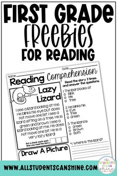 the first grade freebies for reading is shown in black and white with text that reads