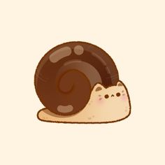 a cartoon snail with a chocolate shell on it's back and its eyes closed