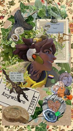 an altered collage of various items and flowers