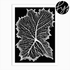 a black and white drawing of a leaf