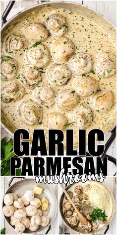 garlic parmesan mushrooms in a creamy sauce