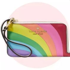 Kate Spade Pride Rainbow Collection Small Card Holder Wristlet Wallet Nwt Authentic Kate Spade New York Nwt Brand New With Tag Rainbow Front Saffiano Ksny Metal Pinmount Logo Exterior Back Id Window And 2 Credit Card Slots L-Zip Closure Interior Key Ring Signature Two Way Script Logo Jacquard Lining Wristlet Strap (One End Detachable Clip On) Size: 4.6” W X 3.2” H Color: Multi Msrp $139 Plus Tax Kg675 Kate Spade Rectangular Wallet Perfect For Gift, Kate Spade Rectangular Wallets Perfect For Gifts, Kate Spade Rectangular Wallets Perfect For Gift, Kate Spade Rectangular Wallets As Gifts, Multicolor Coin Purse With Zipper Closure, Trendy Kate Spade Rectangular Wallet, Multicolor Wristlet With Zipper Closure As Gift, Multicolor Pouch Wallet With Card Slots, Multicolor Wallet Pouch With Card Slots