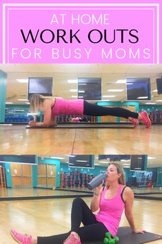 a woman in pink shirt and black leggings doing exercises on a yoga mat