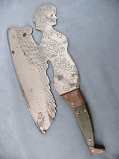 an old knife that has been cut in half