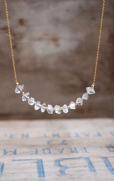 Raw Diamond Necklace, Herkimer Diamond Necklace, April Birthstone, Sterling Necklaces, Handmade Wire Jewelry, Herkimer Diamond, Girly Jewelry, Bead Jewellery, Beaded Jewelry Diy