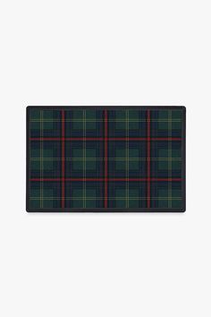 a black and green plaid placemat on a white background with the words, i'm