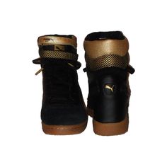 Black/Gold Wedge Heel Sneakers 100% Leather Size 10 By Puma Gold Wedge Heels, Heel Sneakers, Wedge Heel Sneakers, Gold Wedges, Ll Bean Boot, Sneaker Heels, Wedge Heels, Winter Boot, Wedges