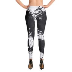 18 Black White Abstract Art - RegiaArt Leggings, polyester, spandex Black White Abstract Art, Black And White Leggings, Black White Abstract, White Leggings