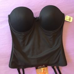 New Va Bien Ultra Lift Bustier Price On This Item Is Firm Black Top With Adjustable Straps And Underbust Shape, Black Tops With Adjustable Straps And Underbust Shape, Black Camisole Bra With Removable Pads, Fitted Black Underwire Camisole, Black Camisole With Adjustable Straps, Black Underwire Camisole With Lined Body, Strapless Black Camisole With Built-in Bra, Black Strapless Camisole With Built-in Bra, Body Shaper Corset