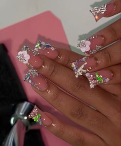 Junk Nails, Girly Acrylic Nails, Short Square Acrylic Nails, Acrylic Nails Coffin Pink