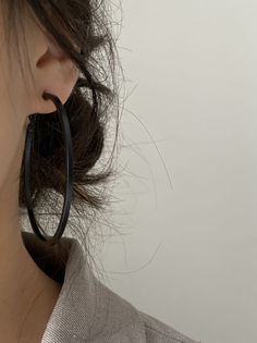 Original Solid Large Circle Earrings BLACK-M Minimalist Black Single Earring, Black Minimalist Everyday Earrings, Modern Black Hoop Earrings, Minimalist Black Earrings For Everyday, Minimalist Black Round Hoop Earrings, Modern Black Hoop Earrings For Everyday, Everyday Black Single Hoop Earring, Black Minimalist Ear Wire Earrings, Minimalist Black Earrings With Ear Wire