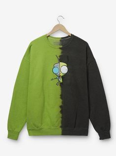 Invader Zim GIR Split Dye Crewneck - BoxLunch Exclusive | BoxLunch Split Portrait, Invader Zim Gir, Zim Gir, Split Dye, Eating Tacos, Jersey Jacket, Invader Zim, Cute Jackets, Cozy Fits