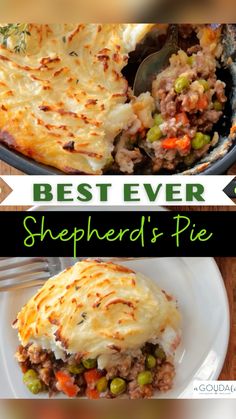 the best ever shepherdd's pie with peas and carrots