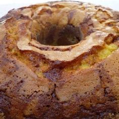 a bundt cake sitting on top of a white plate