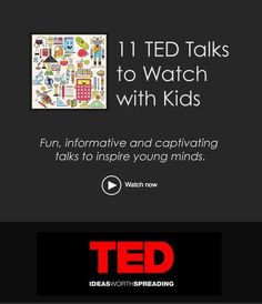 an ad for ted talks to kids with captions on the front and back cover