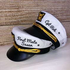 Nauti Bride, Captain's Hat, Brides Mate, Nautical Bachelorette, Bachelorette Hats, Sailor Cap, Boat Decor, Sailor Hat, Nautical Gifts