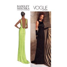 Vogue Evening Gown Pattern: Badgley Mischka Gown with Low Back 2001 Vogue 2605, uncut factory folds, complete, all pieces included Multi Size pattern:  14 - 16 - 18  Bust = 36" - 40" Waist = 28 - 32" Hip = 38 - 42" Why I'm drawn to this pattern: This dress is more than your average evening look.  With a draped train and a low back, it is dramatic, wearable, and unique.   Pattern Condition (see scans and chart): Envelope: Very Good -  (crumples) Pattern Pieces:  Pristine If you love vintage patterns and flattering timeless or iconic design, please take a look at my shop. If you sew or work with a sewist, you are a creative soul, and I curate for those of us who want a look that expresses our creative side. You can browse all my original vintage patterns here: https://www.etsy.com/shop/Booty Low Back Gown, Evening Gown Pattern, Gown Pattern, Unique Fits, Motif Vintage, Pattern Pieces, Size Pattern, American Design, Badgley Mischka