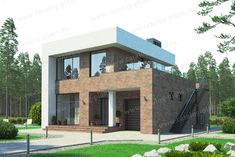 Проект 62-07L | Проекты домов и коттеджей 500 Euro, Modern Architecture House, House On A Hill, Flat Roof, Modern Country, Garden Layout, Modern Architecture, Architecture House, Country House