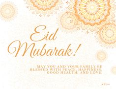 an eid mubarak greeting card with intricate floral design and gold foil lettering