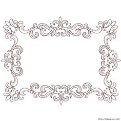 an ornate frame with swirls and scrolls in the center, on a white background