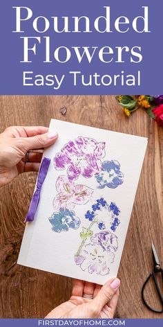 someone holding up a card with flowers drawn on it and the text, how to make rounded flowers easy