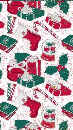 an image of christmas wrapping paper with presents