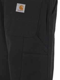 Carhartt trouser in black cotton with wide leg, relaxed straight fit, regular waist, zip closure and iconic logoed labelComposition: 100% Organic Cotton Carhartt Double Knee Pants, Carhartt Double Knee, Red Valentino Shoes, Knee Pants, Golden Goose Shoes, American Brand, Valentino Shoes, Saint Laurent Shoes, Engineered Garments