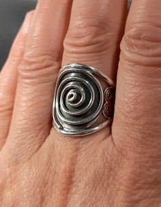 Silversmithing Rings, Thick Silver Rings, Swirl Jewelry, Waves Ring, Spiral Jewelry, Life Ring, Ring Elegant, Spiral Ring, Swirl Ring