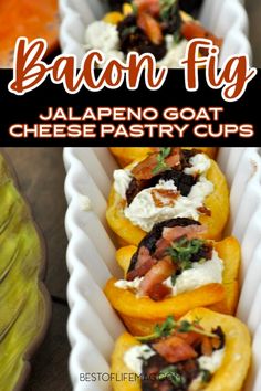 bacon figs with jalapeno goat cheese and other toppings in plastic containers