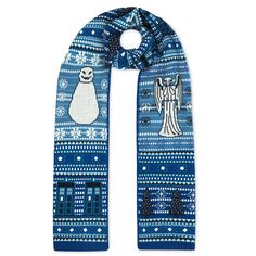 PRICES MAY VARY. Official BBC Doctor Who Premium Acrylic Scarf Doctor Who Christmas Scarf Made in China Featuring the TARDIS, Weeping Angles and Snowmen. Size 190 * 30 cms - Knitted with Christmas holiday pattern for dr who followers. This is the perfect Christmas scarf for any discerning Doctor Who fan. Buy together with Doctor who christmas Hat and Doctor who christmas Sweater. Made from soft, premium quality Acrylic, so it'll keep you toasty throughout winter A fashionable christmas holiday g Doctor Who Scarf, Doctor Who Logo, Weeping Angels, Doctor Who Christmas, Fifth Doctor, Tardis Blue, Doctor Who Merchandise, Snowman Sweater, Gift For Doctor