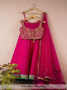 Magenta Pink Mirror Lehenga Set (Set of 3) By Anisha Shetty now available at Trendroots Luxury Art Silk Choli With Mirror Work, Luxury Silk Choli With Mirror Work, Cheap Party Lehenga With Zari Work, Luxury Pink Blouse With Mirror Work, Luxury Pink Traditional Wear With Mirror Work, Cheap Traditional Blouse With Mirror Work, Luxury Raw Silk Blouse Piece With Mirror Work, Luxury Dola Silk Blouse Piece With Mirror Work, Affordable Traditional Blouse With Mirror Work