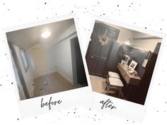 two pictures of the same room before and after remodeling with white paint