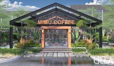 an artist's rendering of the entrance to a coffee shop