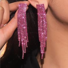 Super Cute And Stylish Ships In 5-10 Business Days Hot Pink Dangle Earrings, Pink Nightclub, Concert Earrings, Hoco Jewelry, Hot Pink Jewelry, Hot Pink Accessories, Hot Pink Earrings, Jewellery Photography Inspiration, Glass Drop Earrings