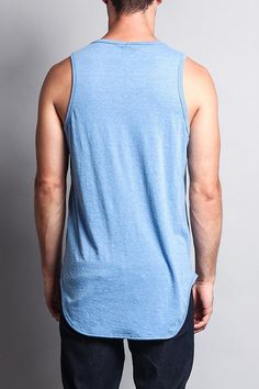 Upgrade your basic tank top with this trendy extended length t-shirt with a curved baseball-style hem. Works great as a layering piece! - 60% Cotton, 40% Polyester - Machine-wash cold with like colors - Imported. Designed in Los Angeles Casual Cotton Racerback T-shirt, Casual Racerback Muscle Tee For Summer, Casual Muscle Tee For Layering, Casual Racerback T-shirt For Summer, Summer Casual Muscle Tee With Dropped Armholes, Casual Summer Muscle Tee With Dropped Armholes, Casual Summer Racerback T-shirt, Blue Casual Muscle Tee For Spring, Casual Sleeveless T-shirt For Layering