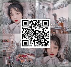 two women with red lips are shown in this collage, and there is a qr code on the image