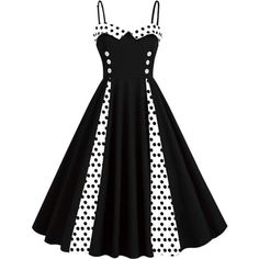 Polka Dot Dresses For Retro-themed Events, 1950s Style Black Summer Dress, 1950s Style Polka Dot Dress For Retro-themed Events, Fitted Black Dresses For Retro-themed Events, Black Fitted Dress For Retro-themed Events, Retro Polka Dot Dresses For Party, Black Rockabilly Dress For Summer, Summer Rockabilly Black Dress, 1950s Style Polka Dot Vintage Dress