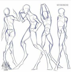 three different poses for the female figure