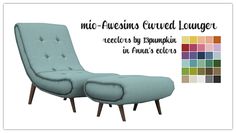 an image of a chair and ottoman with the words mic - alesson curved lounger