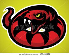 an angry snake head with yellow eyes