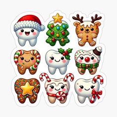 christmas stickers with different types of teeth